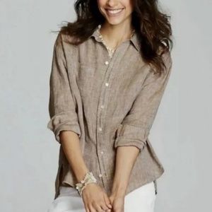 J.JILL• Brown Love Linen Button Down Shirt!